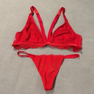 Victoria’s Secret Elegant Red Lace Lingerie Set.